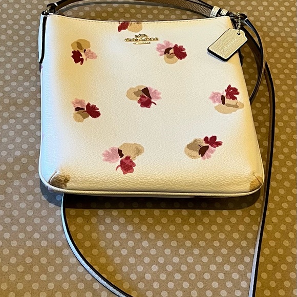 Coach White Crossbody Bag with Pink Floral Accents - Picture 1 of 2